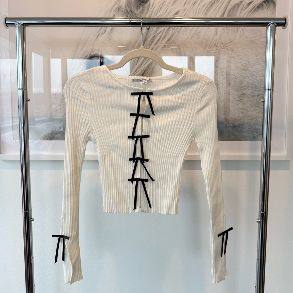 Kimchi Blue White Bow Cardigan